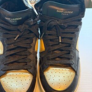 Saint Laurent Black and Gold High-Top Sneakers